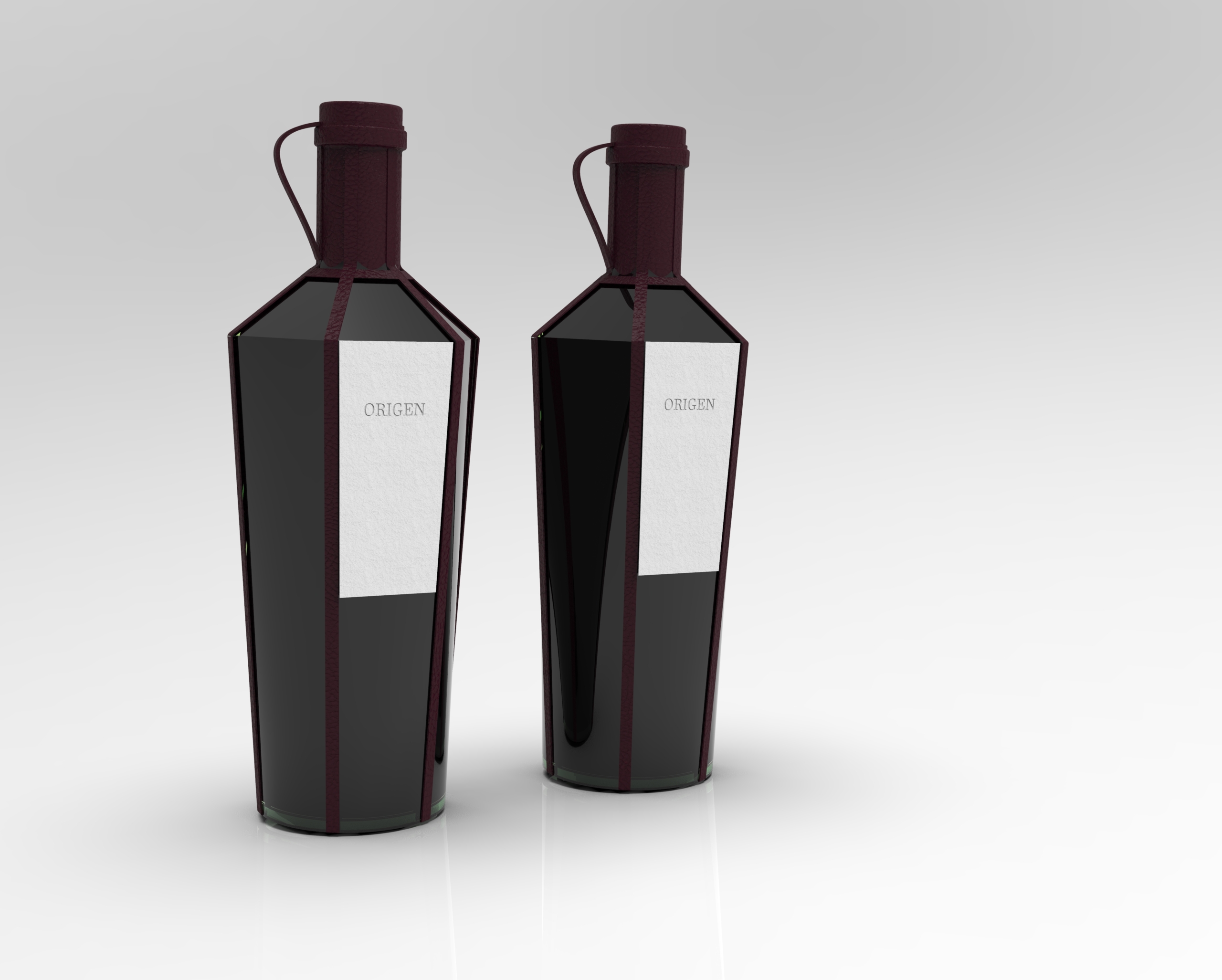 Botella de vino origen hexagonal renderizado 3D | Camila Design